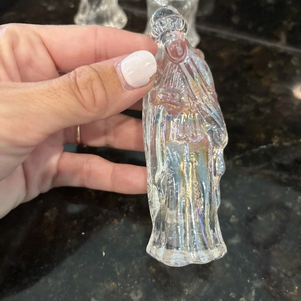 Lot Of 3 Nativity Figures Iridescent Holy Christmas Holiday